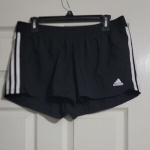 Adidas Black Athletic Shorts with White Stripes